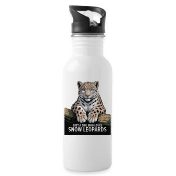 Just A Girl Who Loves Snow Leopards - Water bottle with straw - white - Right