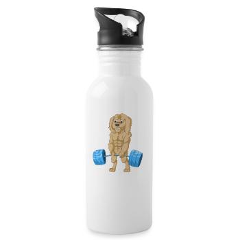 Fort Golden Doodle Chien Levage Poids Fitness - Gourde avec paille intégrée - blanc - Droite