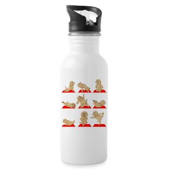 Drôle Golden Doodle Chien Faisant Yoga Poses Design - Gourde avec paille intégrée - blanc - Droite