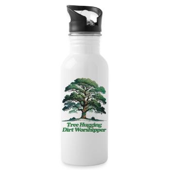 Arbre étreignant la terre Chuchoteur T-shirt Design - Gourde avec paille intégrée - blanc - Droite