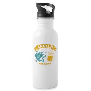 Soon dad FISHING AND BEER THAT'S WHY I'M HERE Funny - Water bottle with straw - white - Right