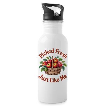 Humor Woman Apple Picking - Water bottle with straw - white - Right