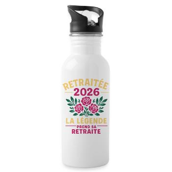 Der Ruhestand 2026 ist nicht mehr mein Problem - Trinkflasche mit integriertem Trinkhalm - Weiß - Rechts