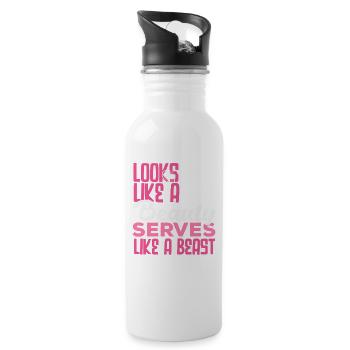 Tennis Player Beauty And Beast - Water bottle with straw - white - Right