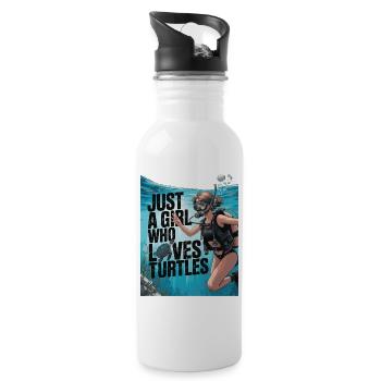 Just a girl who loves turtles - Water bottle with straw - white - Right