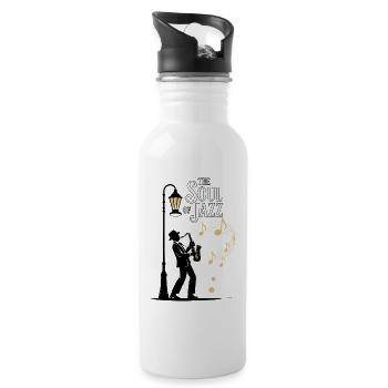 Soul of Jazz Street Art Design - Trinkflasche mit integriertem Trinkhalm - Weiß - Rechts