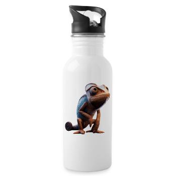 Chameleon Lizard Reptile Chameleon Iguana Lizard - Water bottle with straw - white - Right