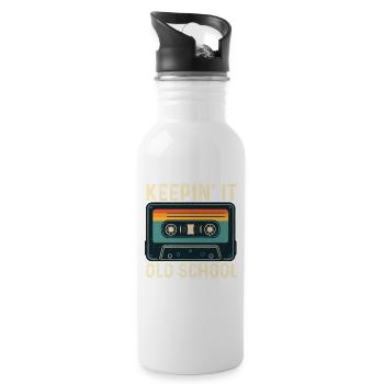 Keepin' It Old School Hip Hop Culture Retro  - Water bottle with straw - white - Right