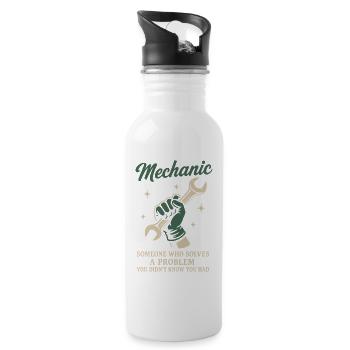 Mechanic Problem Solver Garage Funny Saying - Water bottle with straw - white - Right