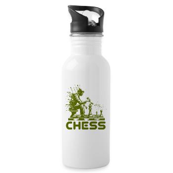 Chess Player Silhouette with Color Explosion - Water bottle with straw - white - Right