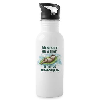Recovery Chiller Saying Mental Health - Water bottle with straw - white - Right
