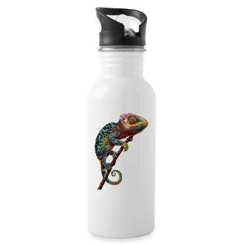 Chameleon Lizard Reptile Chameleon Iguana Lizard - Water bottle with straw - white - Right