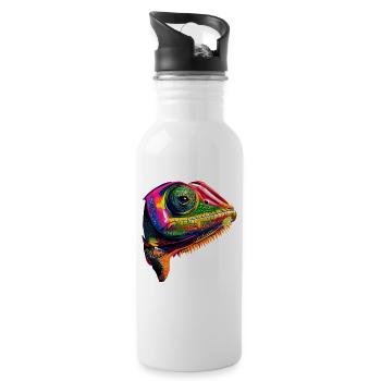 Chameleon Lizard Reptile Chameleon Iguana Lizard - Water bottle with straw - white - Right