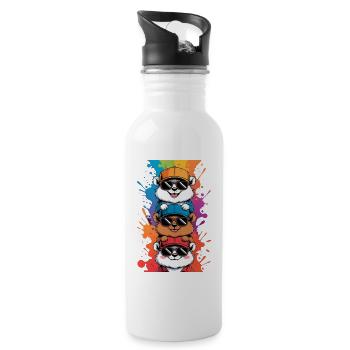 Cats in sunglasses style - Water bottle with straw - white - Right