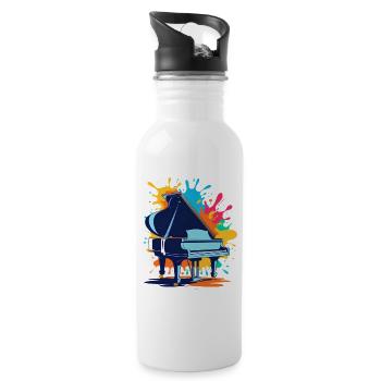 Impression d'art de piano coloré - Gourde avec paille intégrée - blanc - Droite