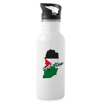 Carte de la Palestine, Palestine libre - Gourde avec paille intégrée - blanc - Droite