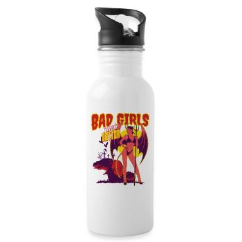 Bad Girls Taste Better Tattooed Girls B - Water bottle with straw - white - Right