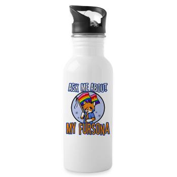 Ask me about my Fursona - Water bottle with straw - white - Right