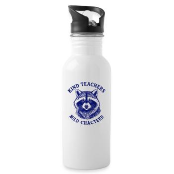 Kind Teachers Build Character Appreciation Raccoon - Trinkflasche mit integriertem Trinkhalm - Weiß - Rechts