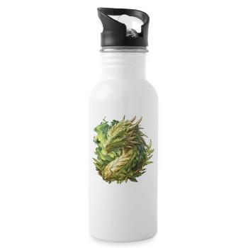Drachen Drache - Trinkflasche mit integriertem Trinkhalm - Weiß - Rechts