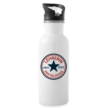 Teacher logo with star and classic design - Water bottle with straw - white - Right