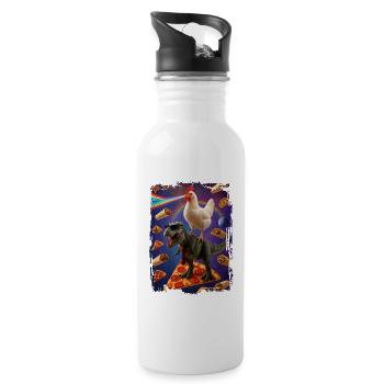 Galaxie der vergnügten Tiere - Trinkflasche mit integriertem Trinkhalm - Weiß - Rechts