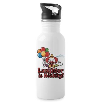 Vintage Zirkusclown Lachen T-Shirt - Trinkflasche mit integriertem Trinkhalm - Weiß - Rechts