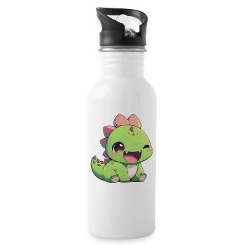 Dino Saurier Dinosaurier - Trinkflasche mit integriertem Trinkhalm - Weiß - Rechts