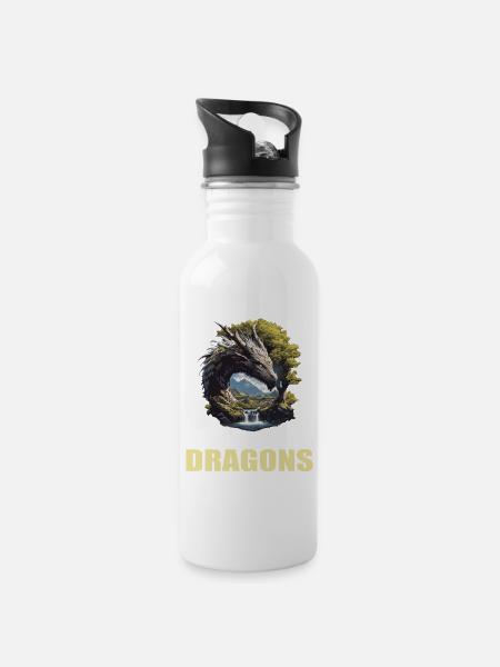 Dragon Dragon - Gourde avec paille intégrée - blanc