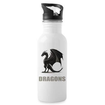 Drachen Drache - Trinkflasche mit integriertem Trinkhalm - Weiß - Rechts