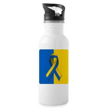 Ukraine Peace Loop Flag - Water bottle with straw - white - Right
