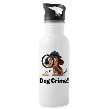 Detective Puppy Dog Crime T-Shirt Design - Water bottle with straw - white - Right