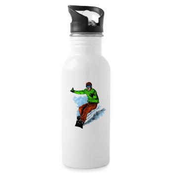 Snowboarding - Trinkflasche mit integriertem Trinkhalm - Weiß - Rechts