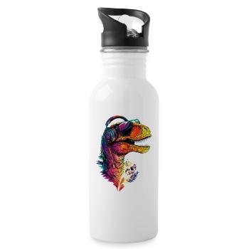 T-Rex Tyrannosaurus Rex Dino Papa Dinosaure - Gourde avec paille intégrée - blanc - Droite