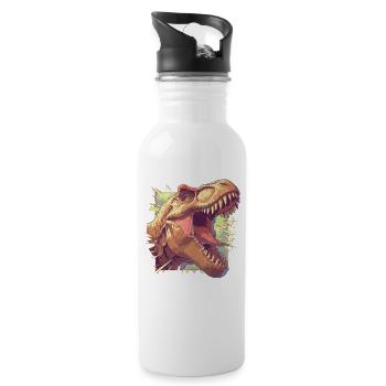 Dino Saurier Dinosaurier - Trinkflasche mit integriertem Trinkhalm - Weiß - Rechts