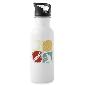 Retro Tennis Player Silhouette Design - Water bottle with straw - white - Right