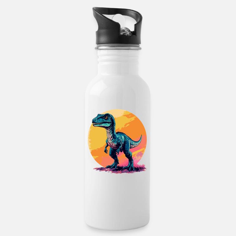 Dino Dinosaure Dinosaure - Gourde avec paille intégrée - blanc