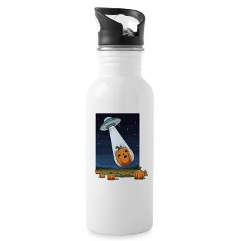 UFO Abduction Pumpkin Halloween Design - Water bottle with straw - white - Right