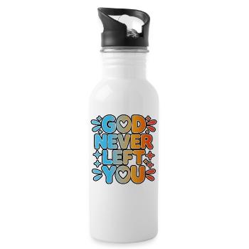 God Never Left You Design - Trinkflasche mit integriertem Trinkhalm - Weiß - Rechts