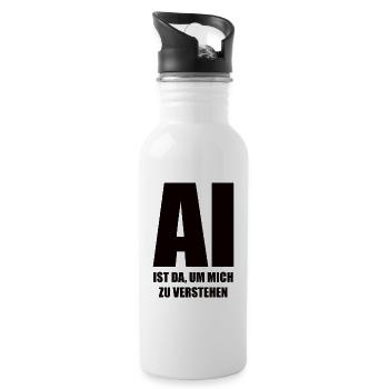 KI ist da, um mich zu verstehen - in schwarz - Trinkflasche mit integriertem Trinkhalm - Weiß - Rechts
