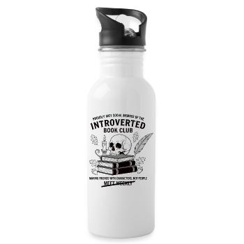 Anti-Social Introvert Book Club Design - Trinkflasche mit integriertem Trinkhalm - Weiß - Rechts