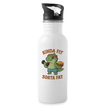 Kinda Fit Sorta Fat Funny Gym Cute Hippo Retro - Trinkflasche mit integriertem Trinkhalm - Weiß - Rechts