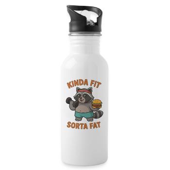 Kinda Fit Sorta Fat Funny Gym Cute Hippo Retro - Trinkflasche mit integriertem Trinkhalm - Weiß - Rechts