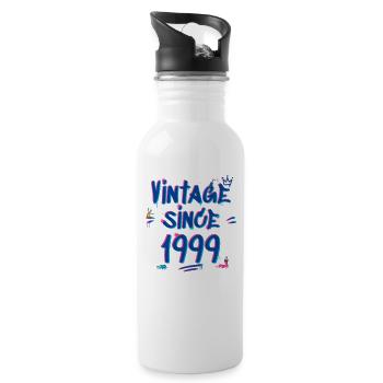 Jahrgang 1999 Graffiti Glitch - 26 Jahre - Trinkflasche mit integriertem Trinkhalm - Weiß - Rechts