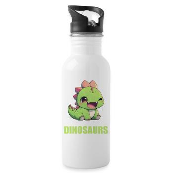 Dino Dinosaur Dinosaur - Water bottle with straw - white - Right