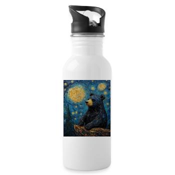 Bear Bears Van Gogh Style Starry Night - Water bottle with straw - white - Right