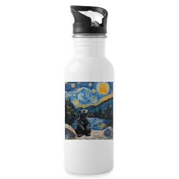 Bear Bears Van Gogh Style Starry Night - Water bottle with straw - white - Right