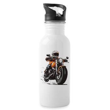 Solo motorcyclist - Water bottle with straw - white - Right