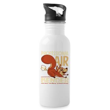 Public Fart Funny Inappropriate - Water bottle with straw - white - Right