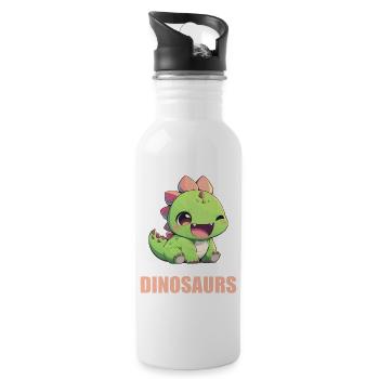 Dino Dinosaur Dinosaur - Water bottle with straw - white - Right